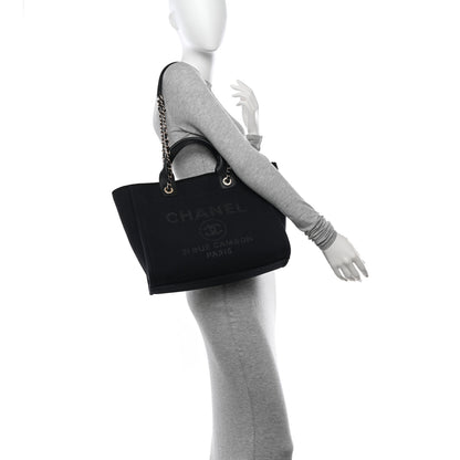 Chanel Mixed Fibers Small Deauville Tote Black 2 of 12
