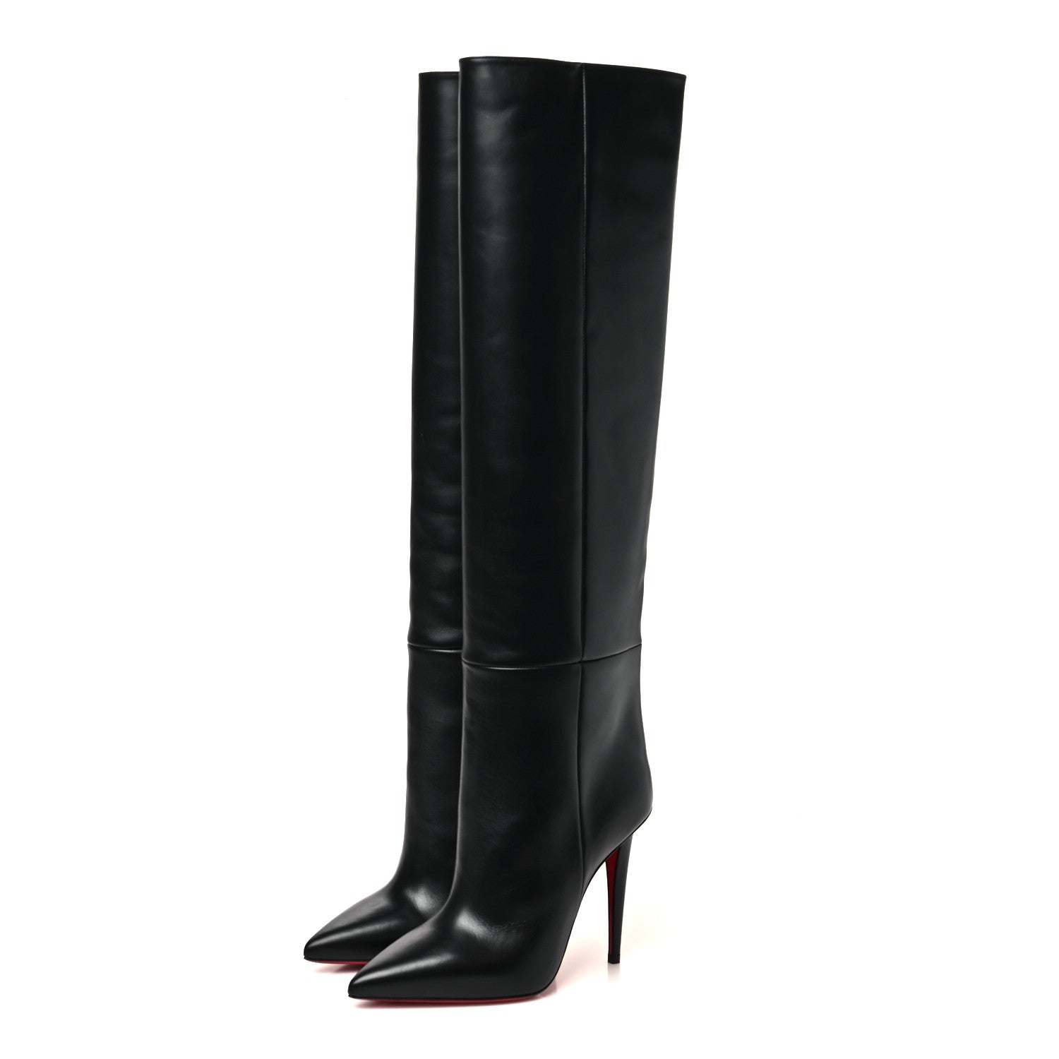 Christian Louboutin Calfskin Astrilarge Botta 100 Knee High Boots 38 Black 3 of 7