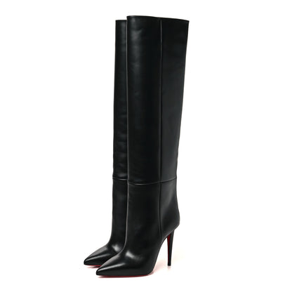 Christian Louboutin Calfskin Astrilarge Botta 100 Knee High Boots 38 Black 3 of 7