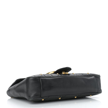 Gucci Calfskin Matelasse Studded Medium GG Marmont Shoulder Bag Black 4 of 11
