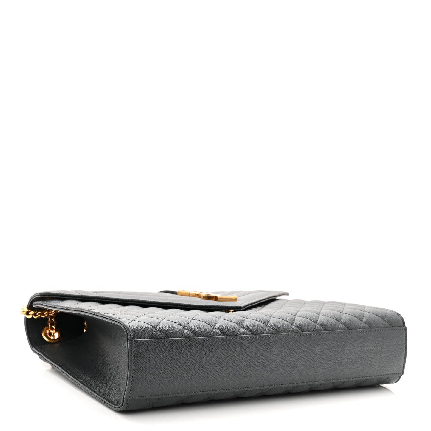 Grain De Poudre Textured Mixed Matelasse Large Triquilt Monogram Satchel Storm