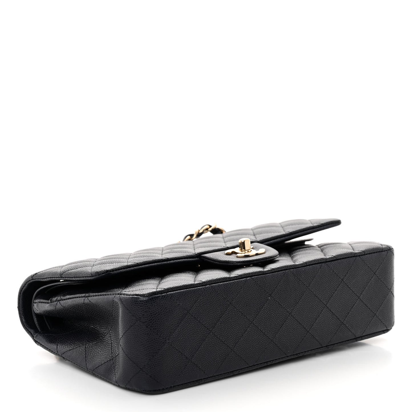 Caviar Quilted Medium Double Flap Navy