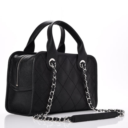 Chanel Caviar Quilted Small Deauville Bowling Bag Black 3 of 7