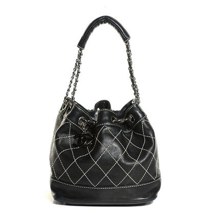 Chanel Lambskin Wild Stitch Drawstring Tote Black 1 of 7