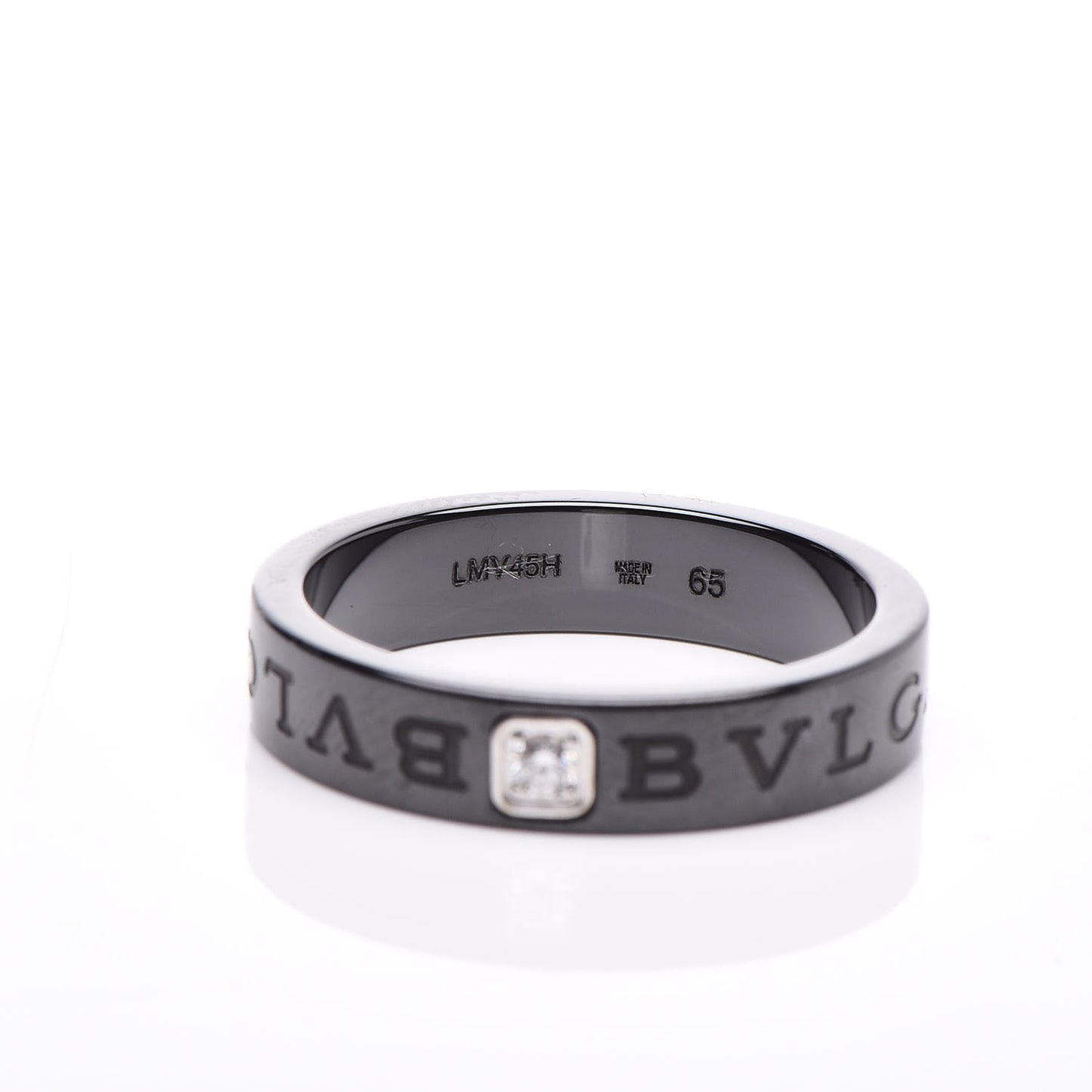 18K White Gold Ceramic Diamond B.Zero1 Essential Band Ring 65/11 Black