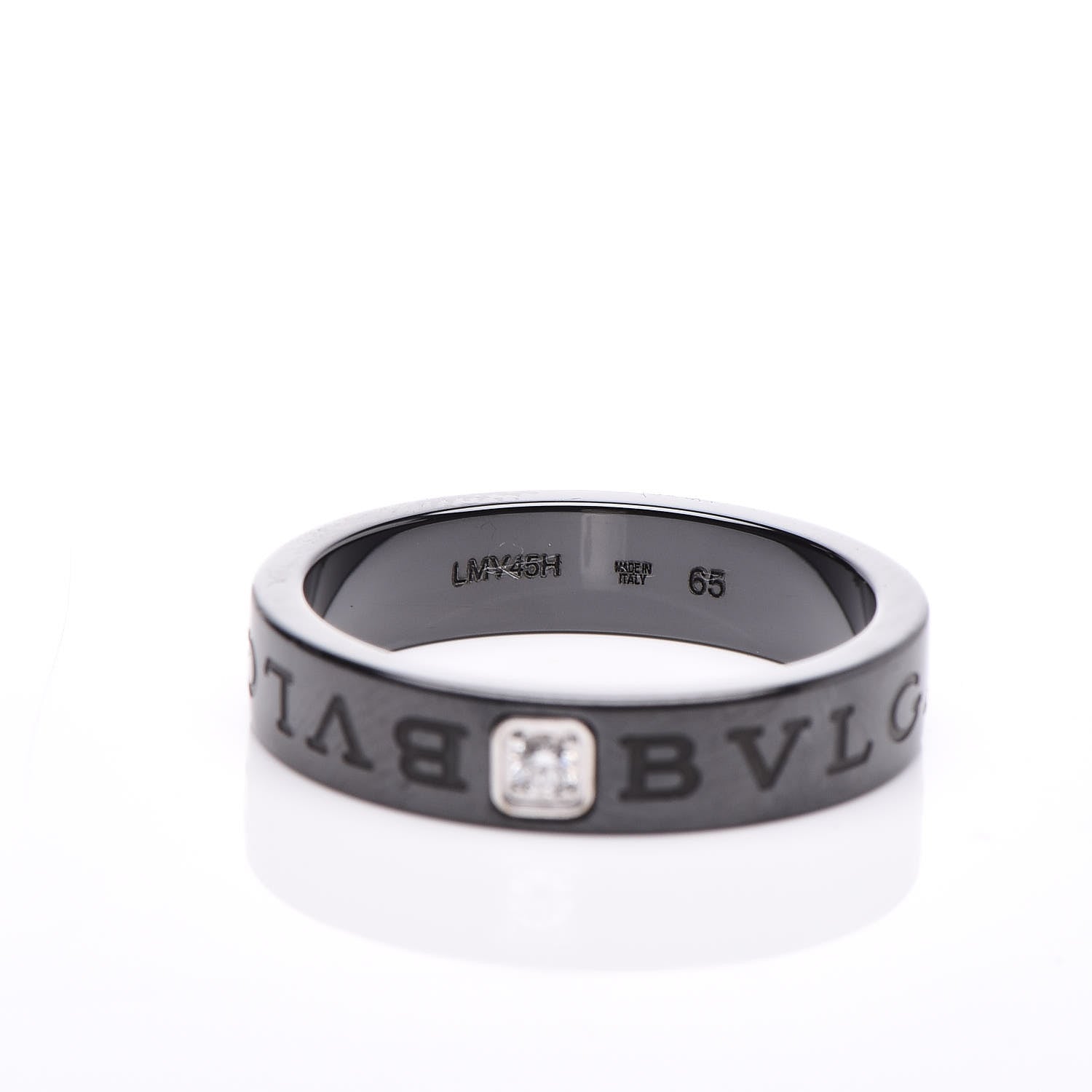 Bulgari 18K White Gold Ceramic Diamond B.Zero1 Essential Band Ring 65/11 Black 4 of 6