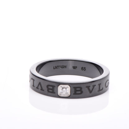 Bulgari 18K White Gold Ceramic Diamond B.Zero1 Essential Band Ring 65/11 Black 4 of 6