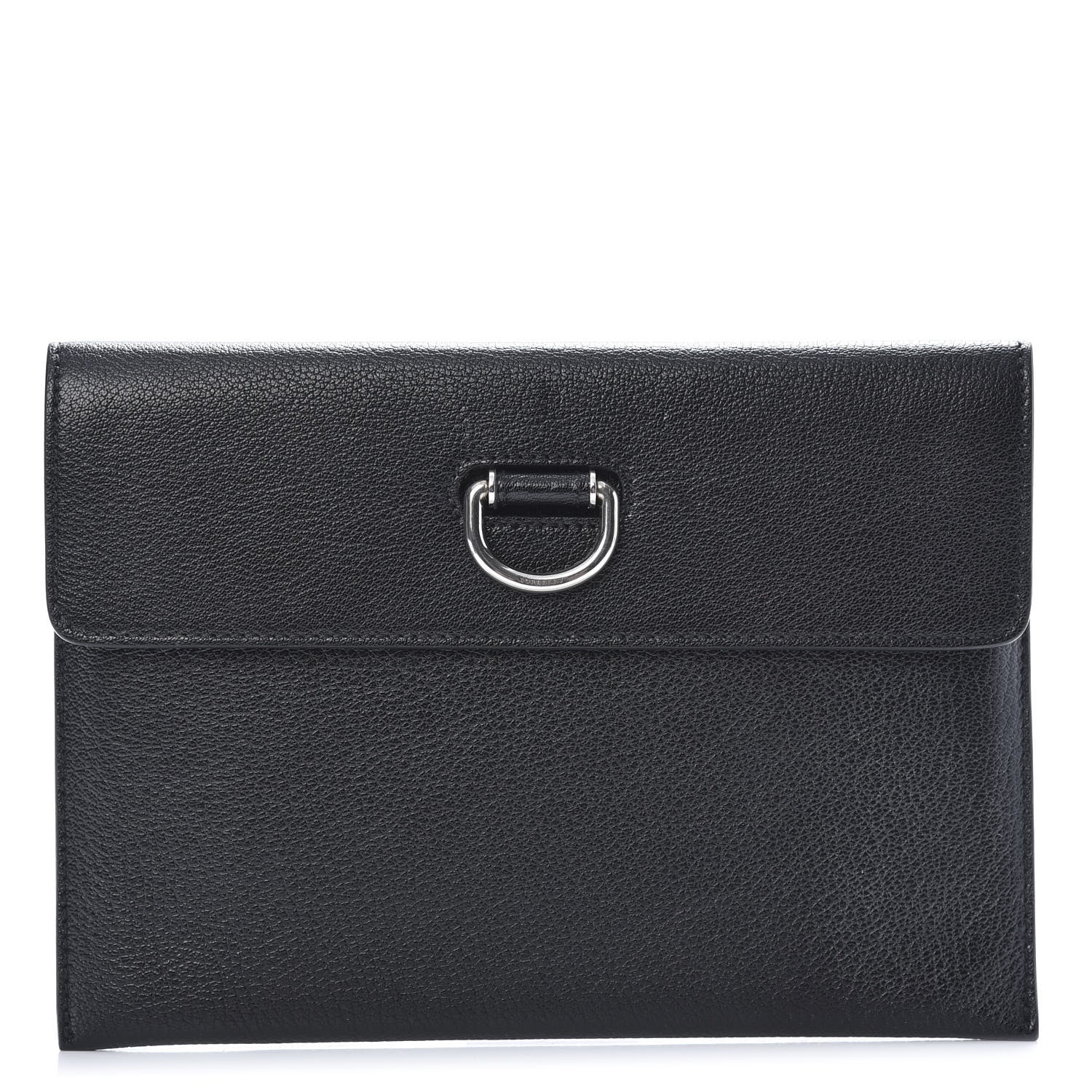 Burberry Goatskin Pendleton D-Ring Clutch Black 1 of 9