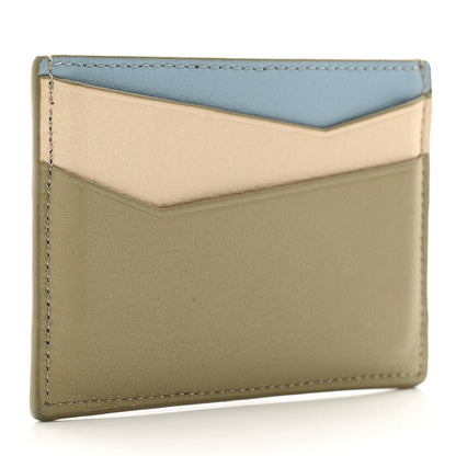 Loewe Calfskin Puzzle Colorblock Card Holder Dusty Blue Sage Green Angora 3 of 8