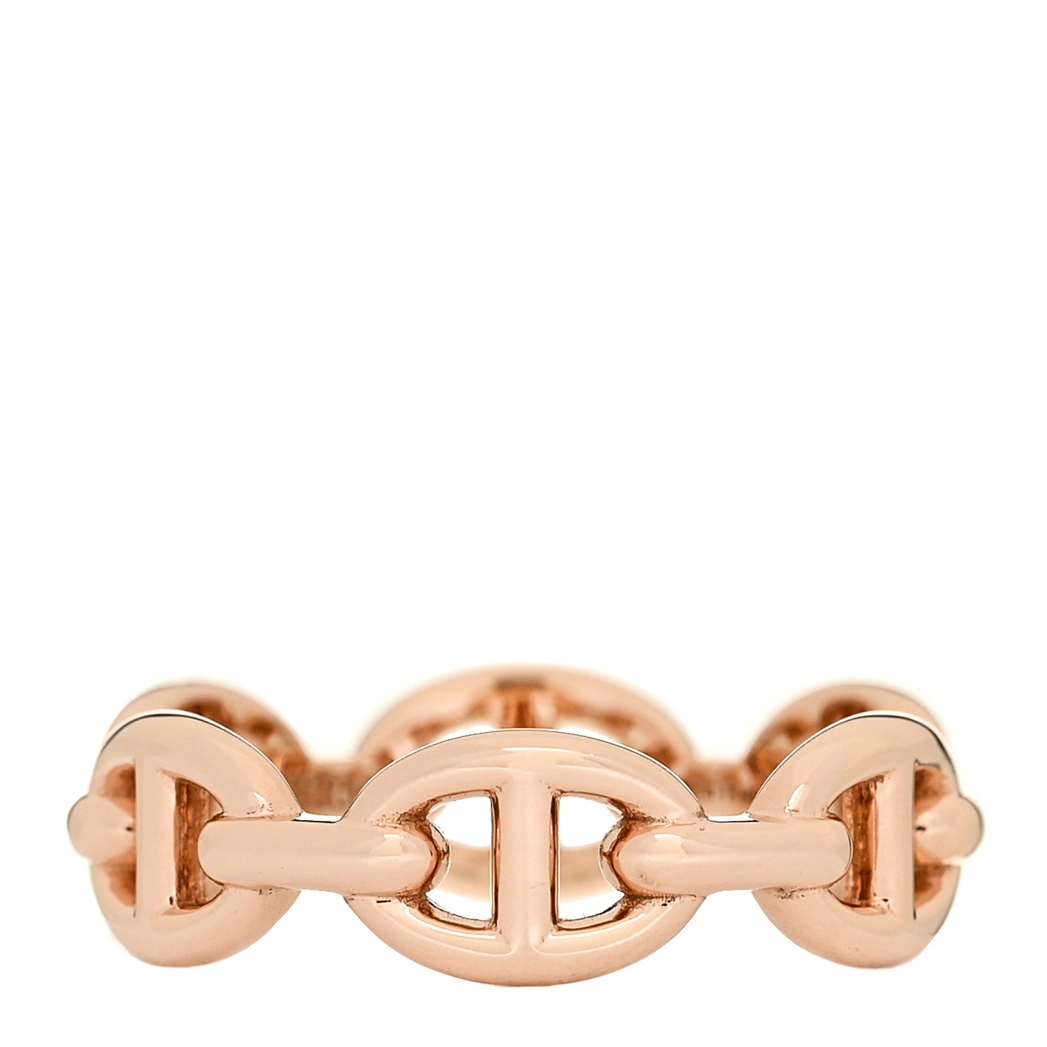 Hermes 18K Rose Gold PM Chaine D'Ancre Enchainee Ring 53 6.5 3 of 9