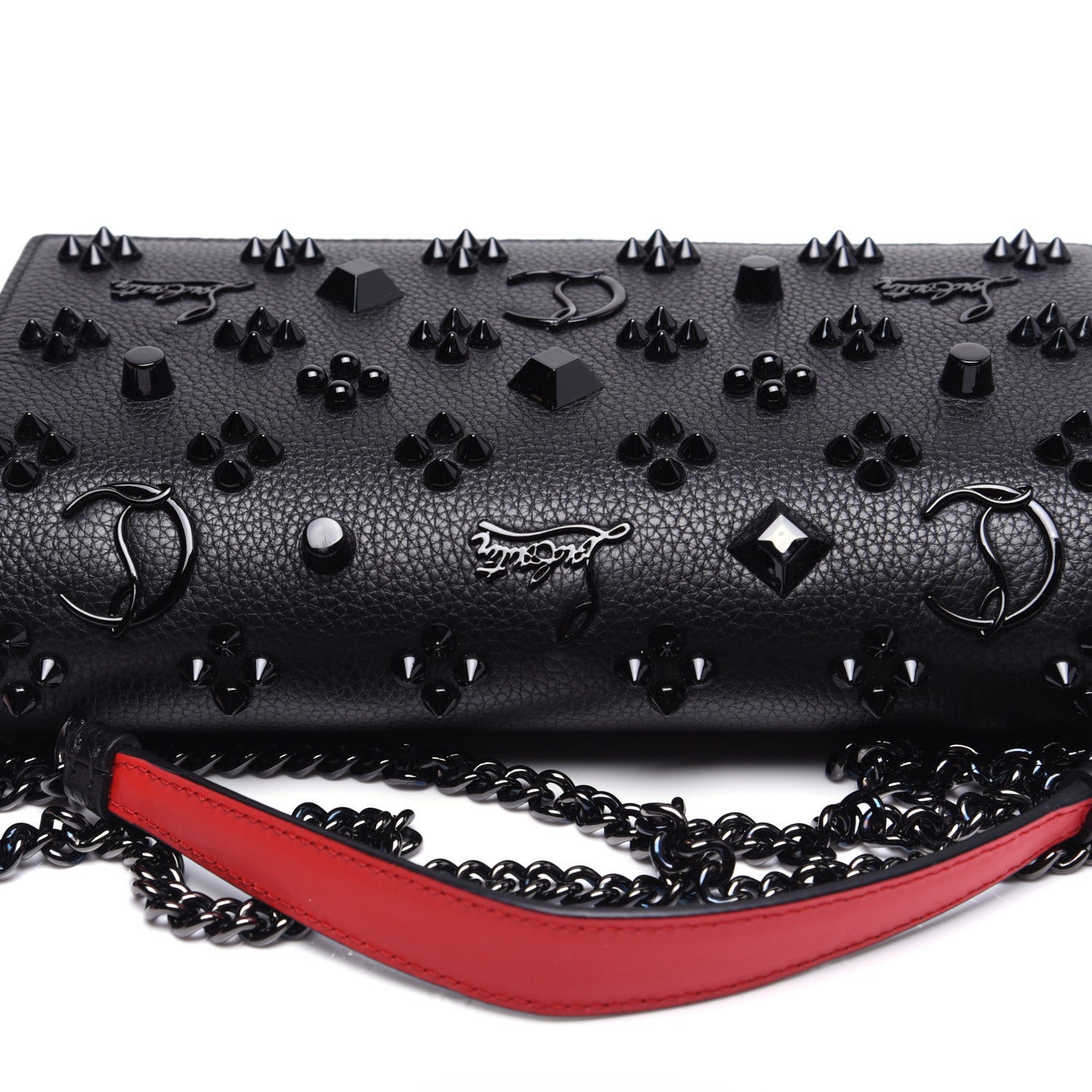 Christian Louboutin Calfskin Spikes Loubinthesky Paloma Clutch Black 13 of 14