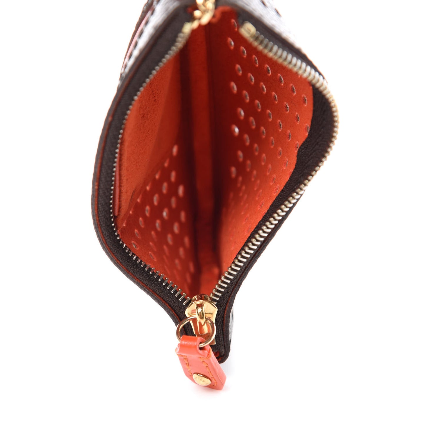 Monogram Perforated Key Pouch Orange