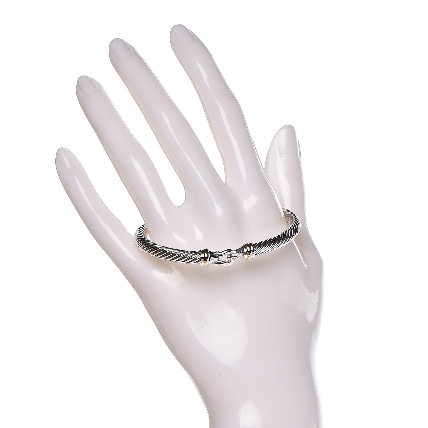 Sterling Silver 18K Yellow Gold 5mm Cable Classic Buckle Bracelet