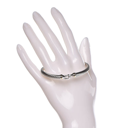 David Yurman Sterling Silver 18K Yellow Gold 5mm Cable Classic Buckle Bracelet 2 of 4
