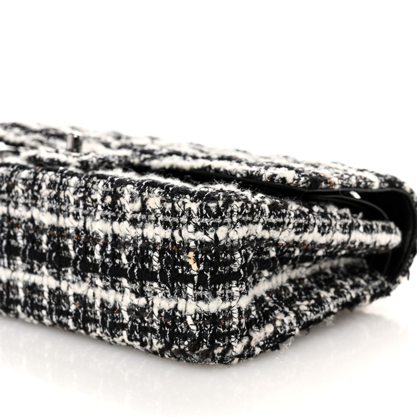 Tweed Quilted Medium Double Flap Black