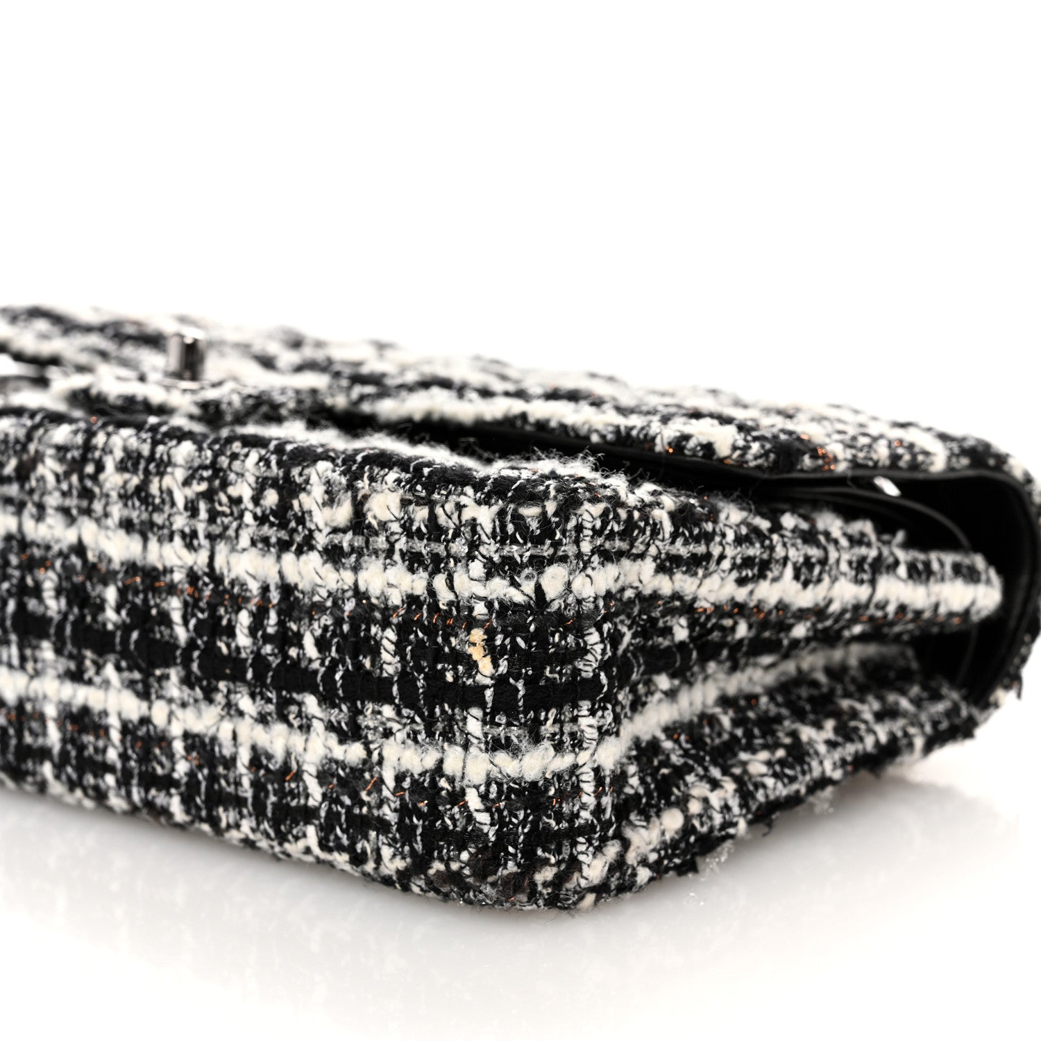 Chanel Tweed Quilted Medium Double Flap Black 10 of 12