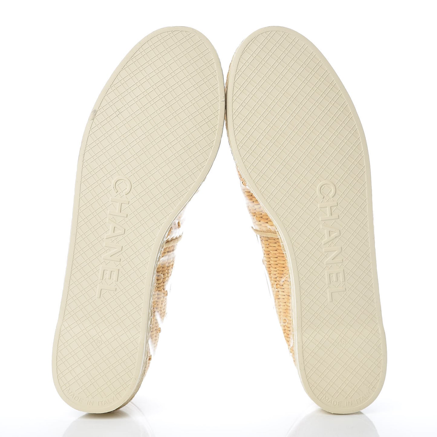 PVC Straw CC Espadrilles 38 Beige