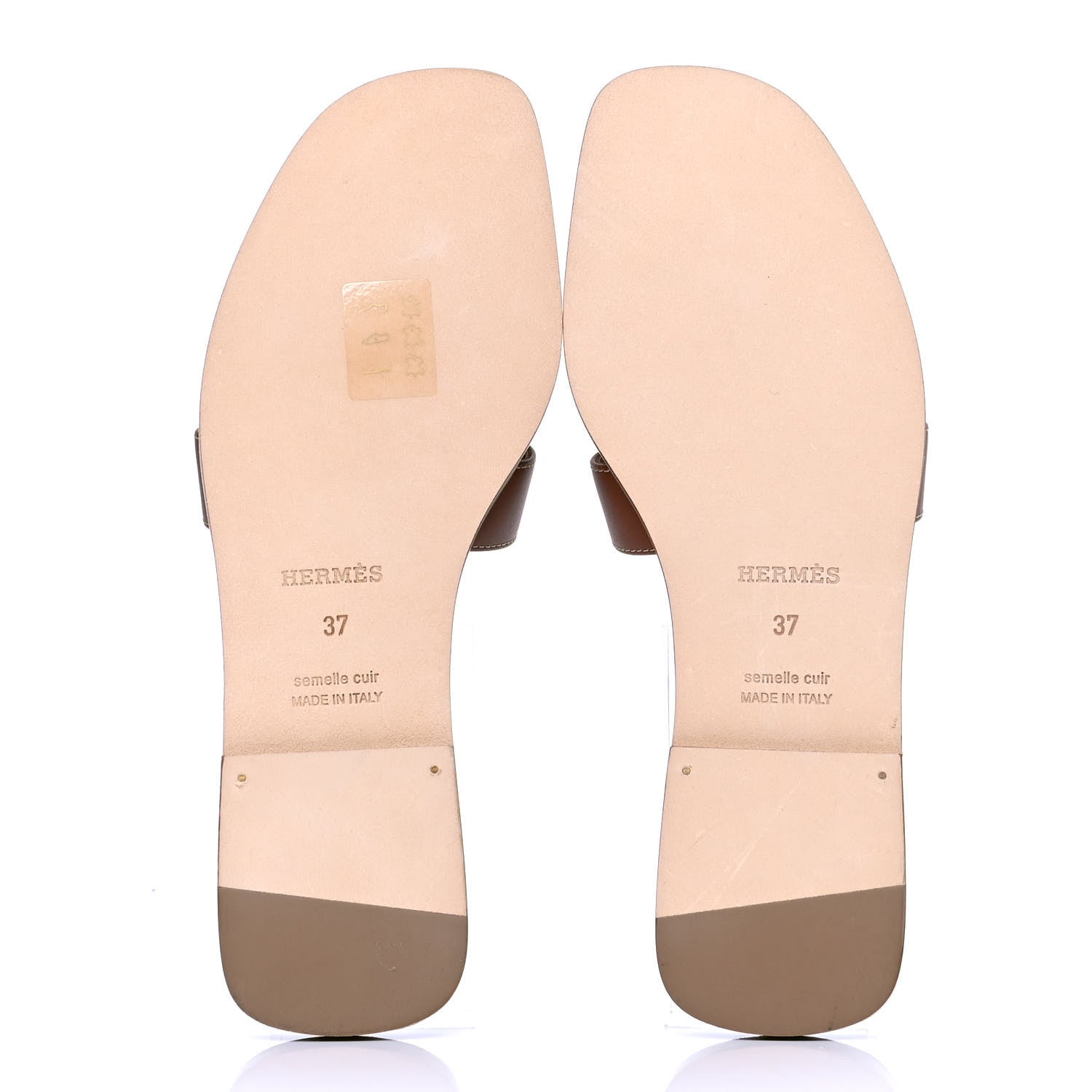 Hermes Box Calfskin Oran Sandals 37 Gold 4 of 4