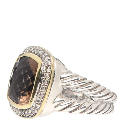 David Yurman Sterling Silver 18K Yellow Gold Diamond Smoky Quartz 11mm Albion Ring 51 5.75 3 of 4