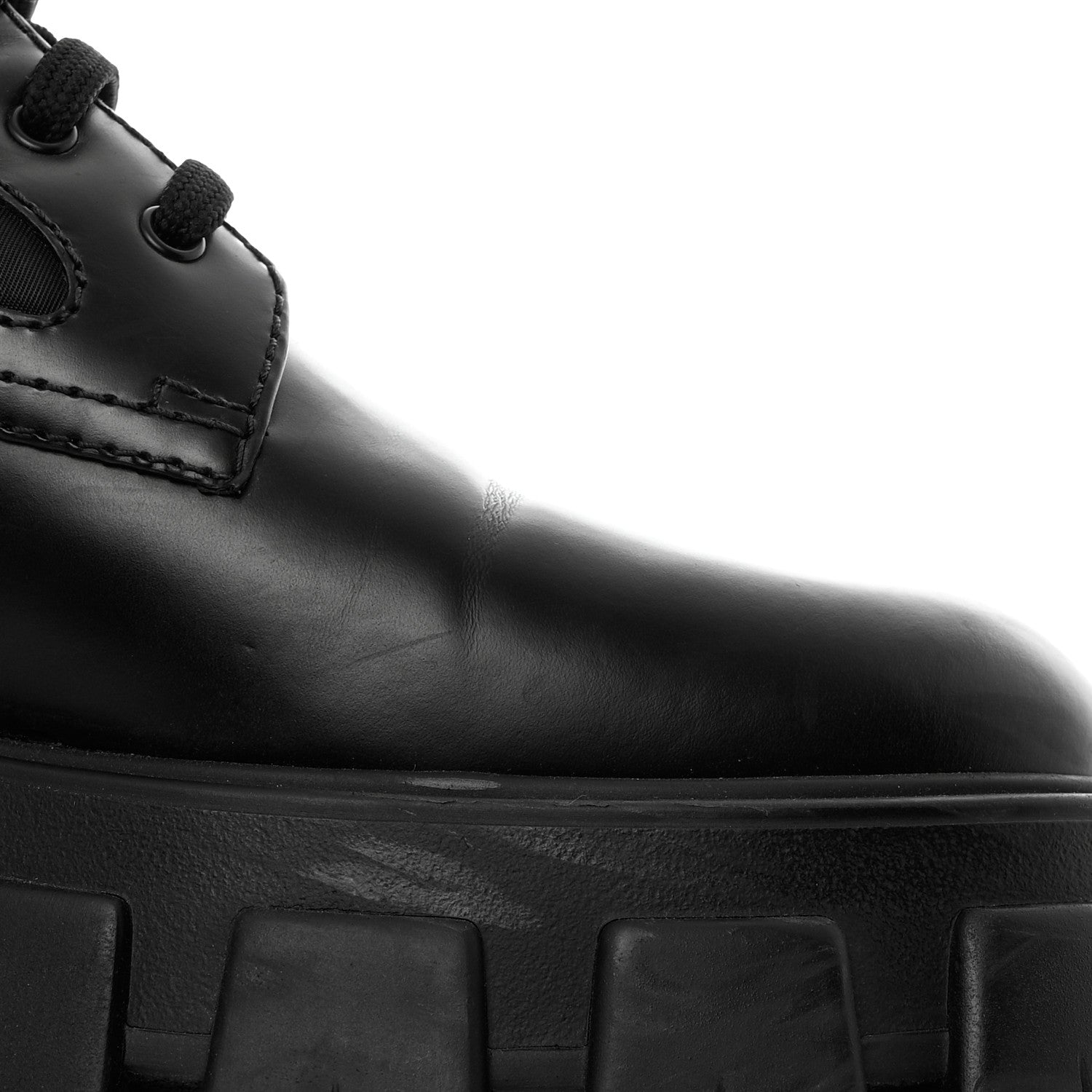 Prada Spazzolato Rois Nylon Metal Triangle Logo Monolith Pouch Pocket 55mm Boots 39 Black 11 of 13