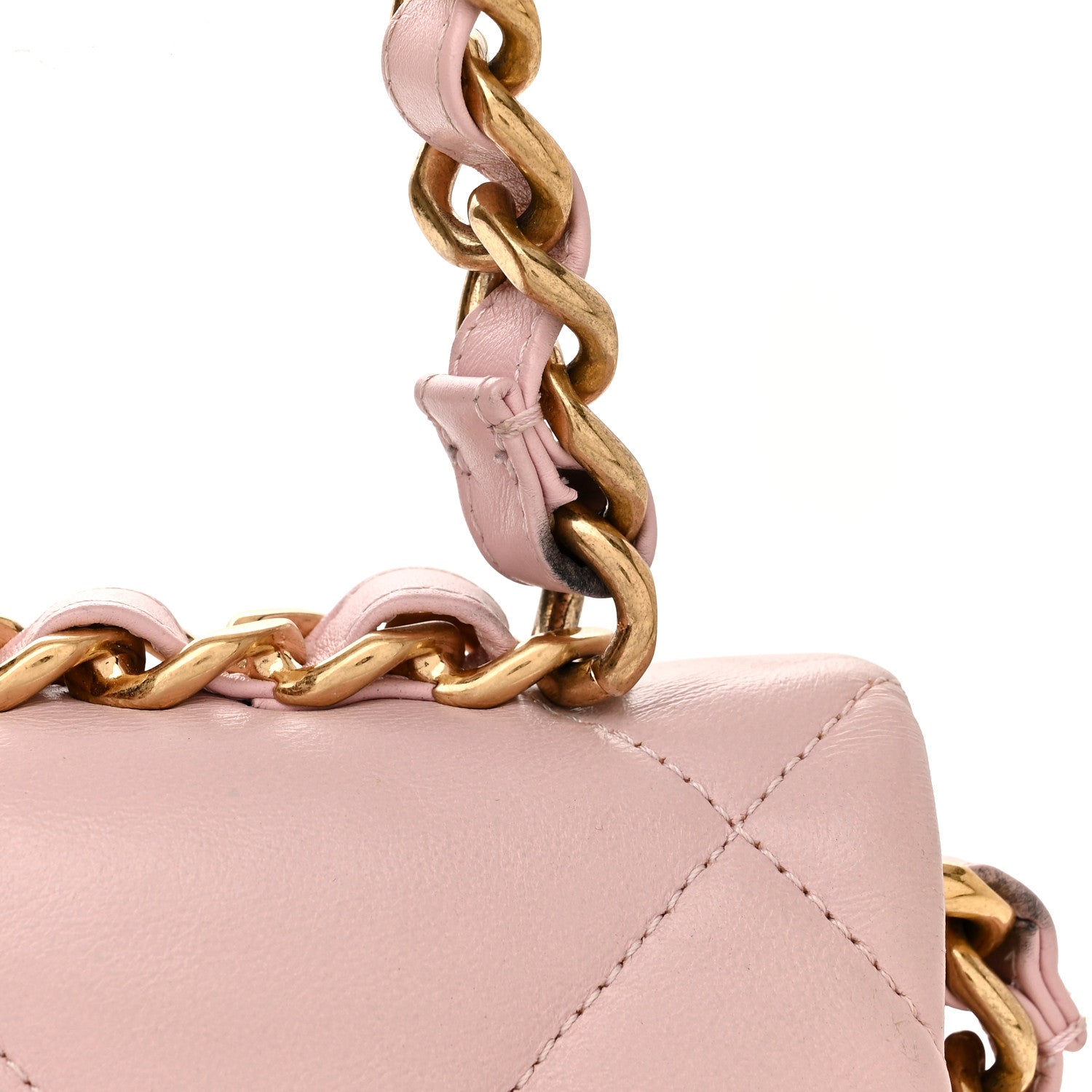 Chanel Lambskin Quilted Small Chain Top Handle Flap Rose Clair 12 of 12