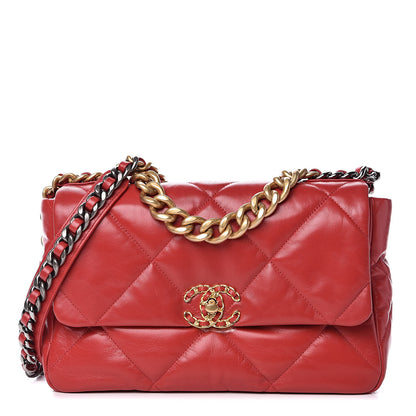 Chanel Goatskin Quilted Large 19 Flap Red 1 of 11