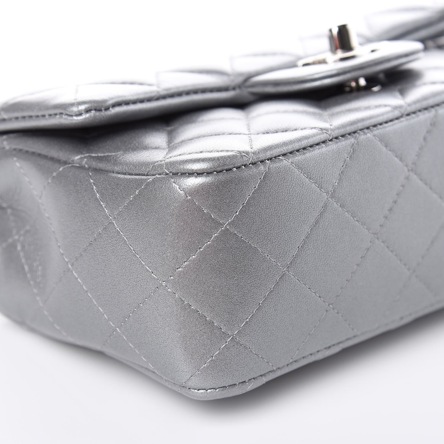 Chanel Metallic Lambskin Quilted Mini Rectangular Flap Silver 8 of 10