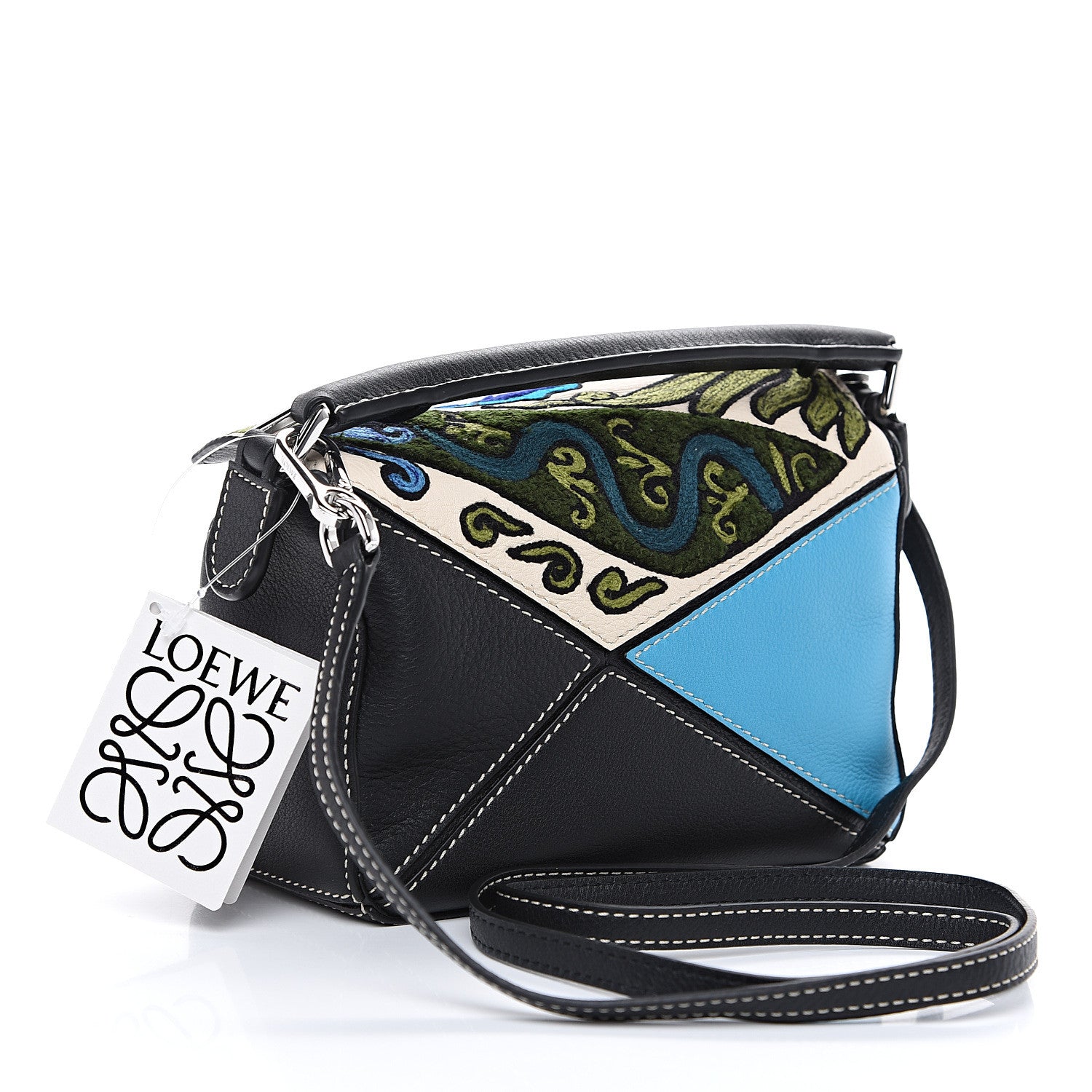 Loewe X William De Morgan Calfskin Embroidered Mini Puzzle Bag Black Multicolor 2 of 8