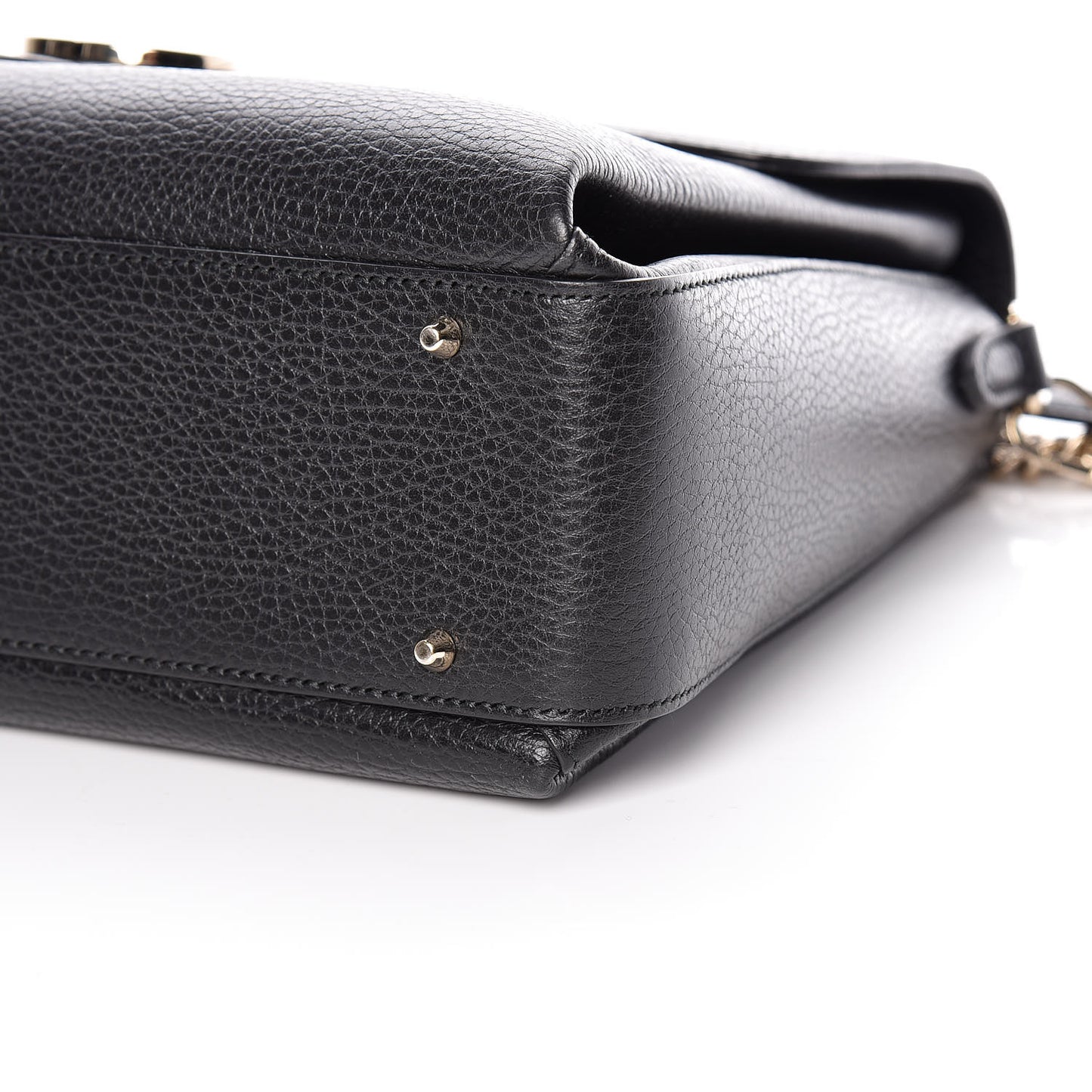 Dollar Calfskin Medium Interlocking G Top Handle Shoulder Bag Black