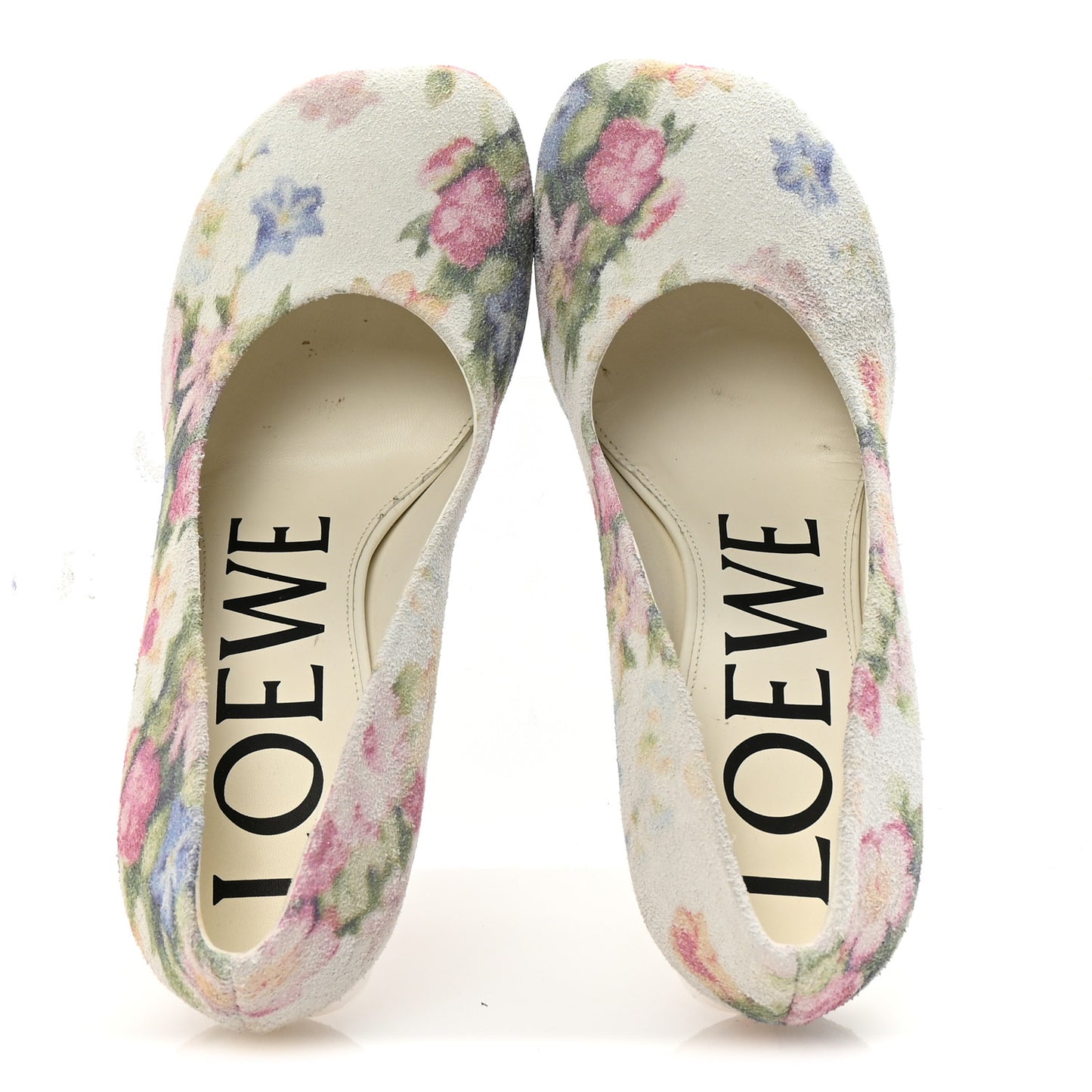 Suede Floral Toy Pumps 90 37 White Pink Multicolor