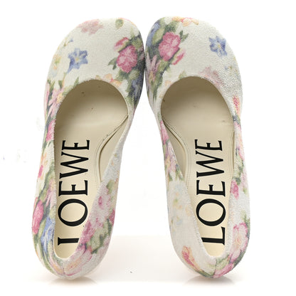 Loewe Suede Floral Toy Pumps 90 37 White Pink Multicolor 2 of 10