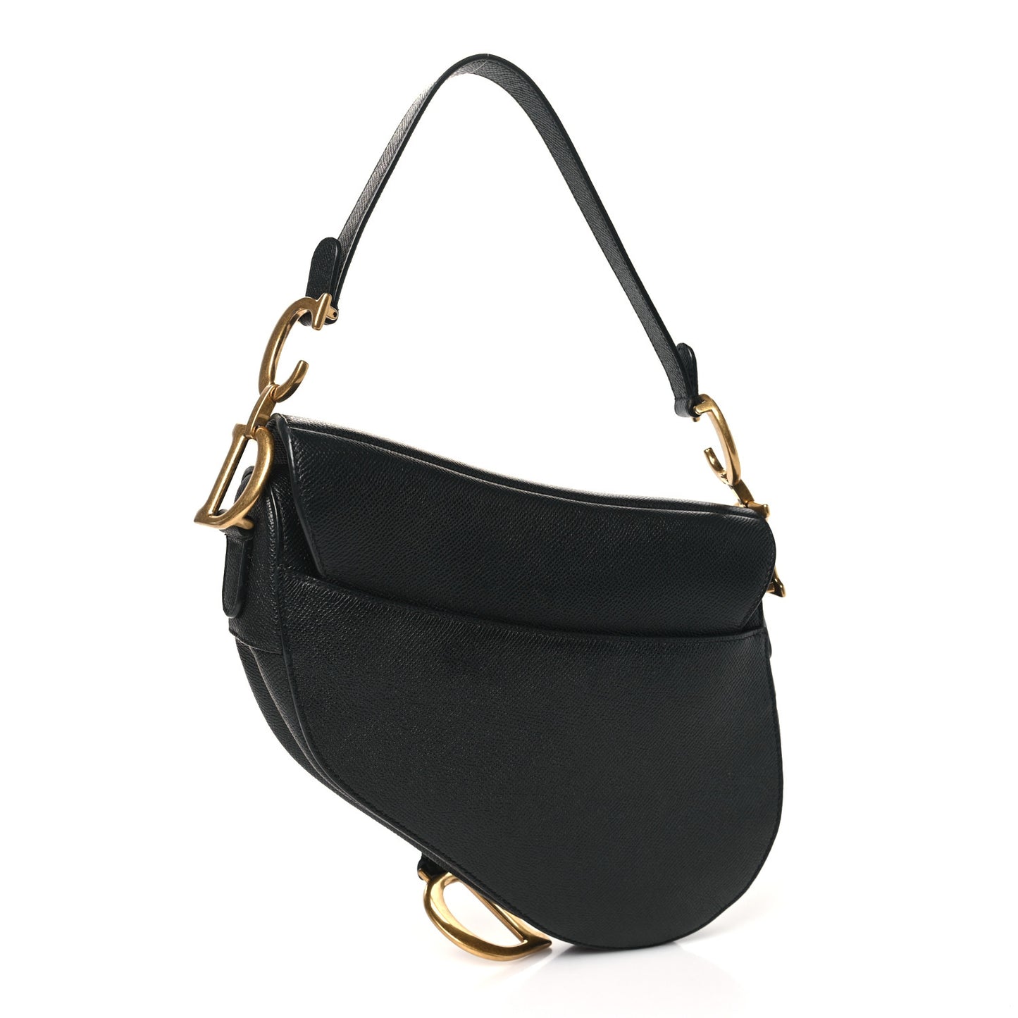 Grained Calfskin Saddle Bag Black