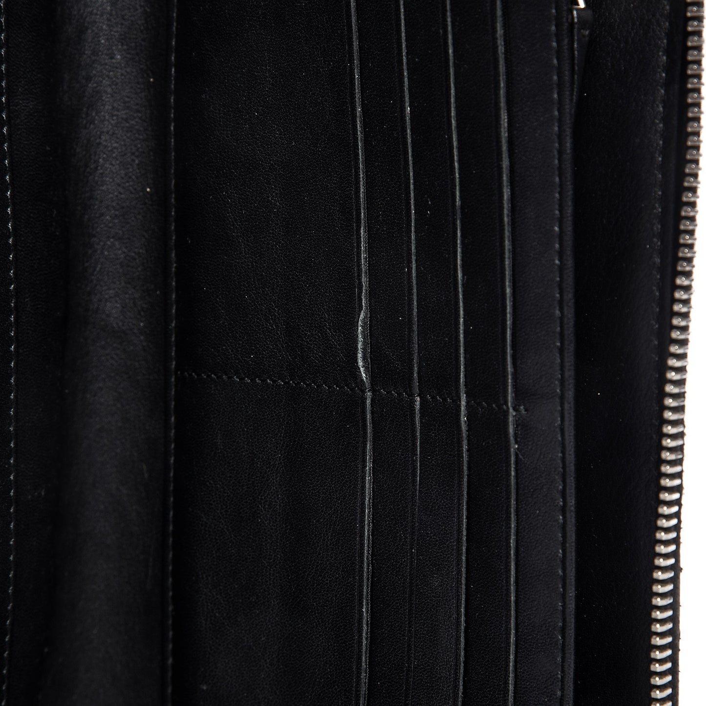 Patent Quilted Large Zip Around Organizer Wallet Black