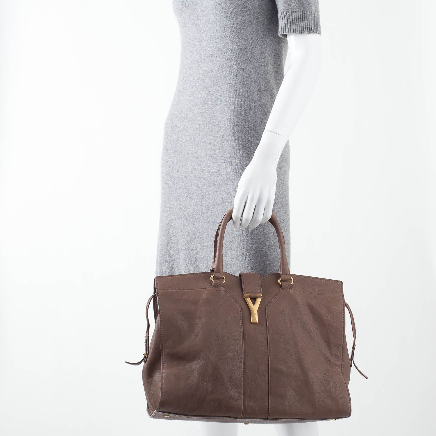 Saint Laurent Leather Large Cabas ChYc Taupe 2 of 9