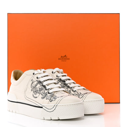 Hermes Swift Brides de Gala Print Womens Voltage Sneakers 37 White Black 11 of 11