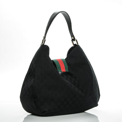 Gucci Monogram Large New Ladies Web Hobo Black 3 of 7
