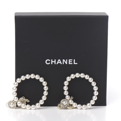 Chanel Crystal Pearl Signature Earrings Gold 5 of 5