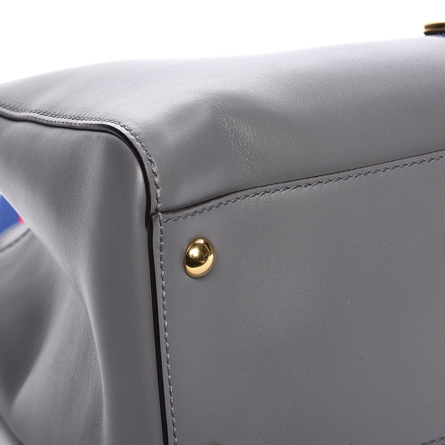 Calfskin Web Large Sylvie Top Handle Tote Deep Grey