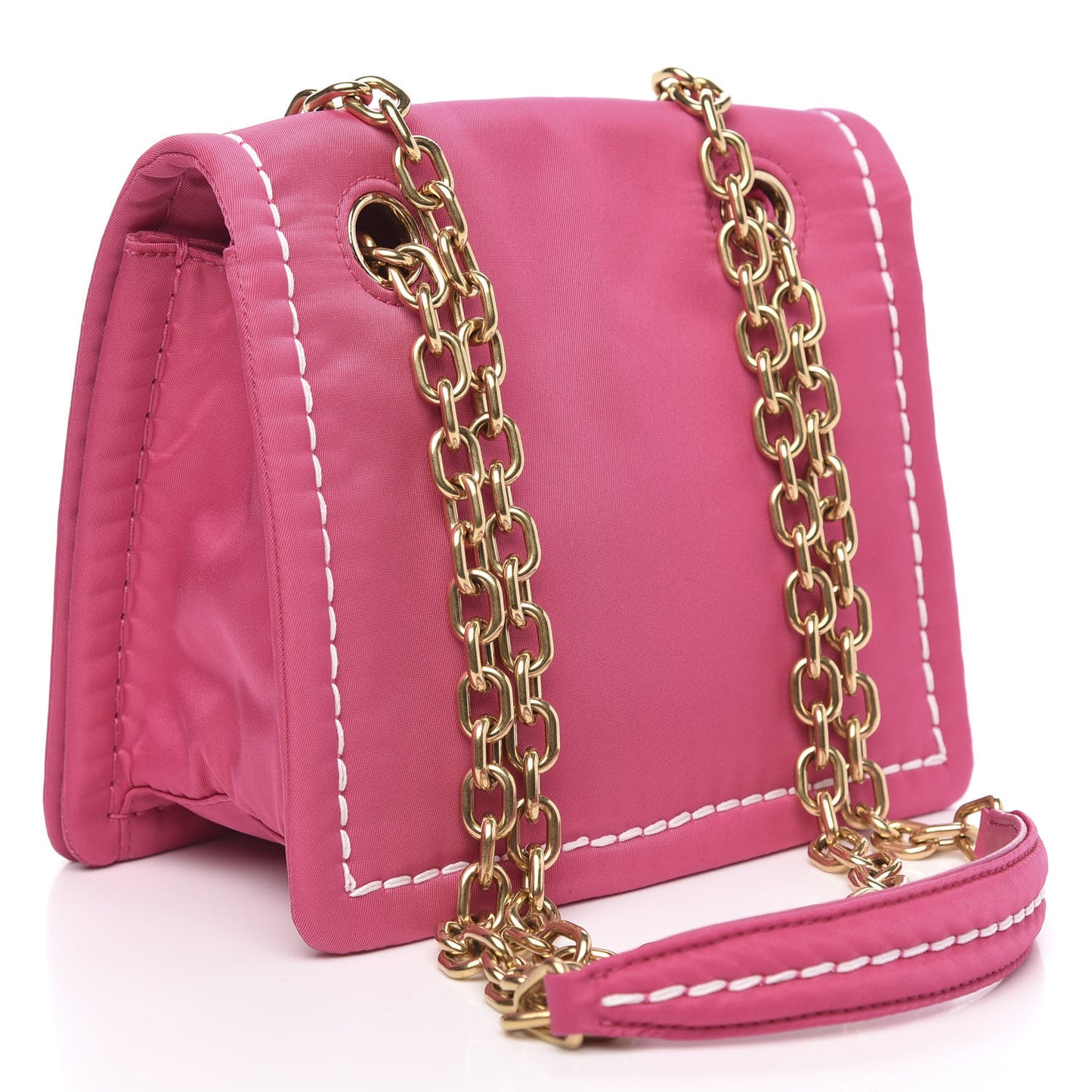 Nylon Tessuto Small Chain Shoulder Bag Fuxia