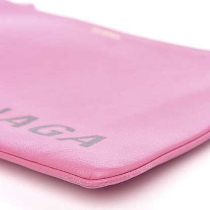 Balenciaga Signature Grained Calfskin Large Ville Zip Pouch Rose Bubblegum Black 9 of 9