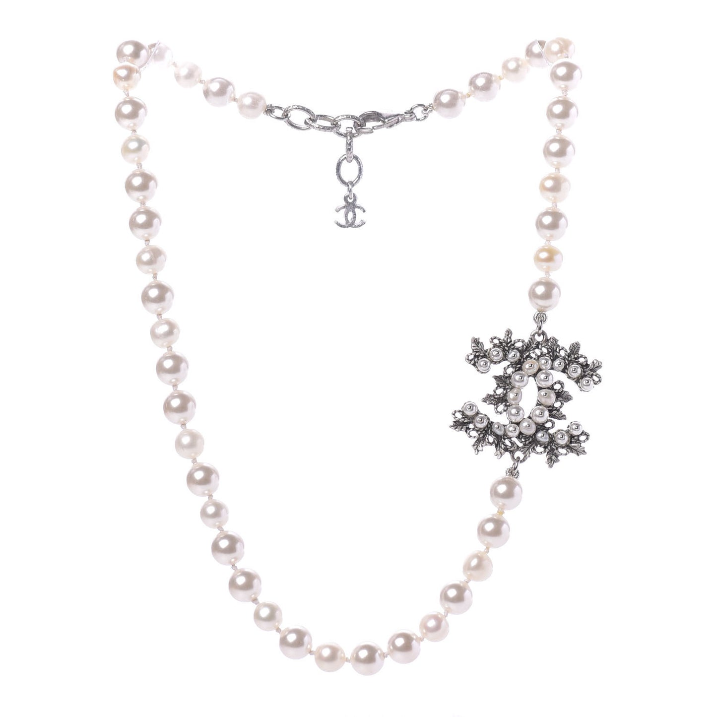 Pearl CC Short Necklace Silver
