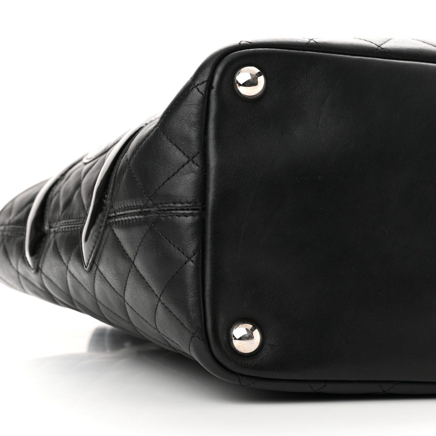 Calfskin Quilted Large Cambon Tote Black