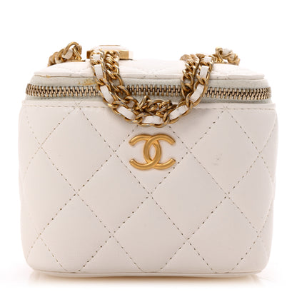 Chanel Lambskin Quilted Mini Vanity Case With Chain White 1 of 10