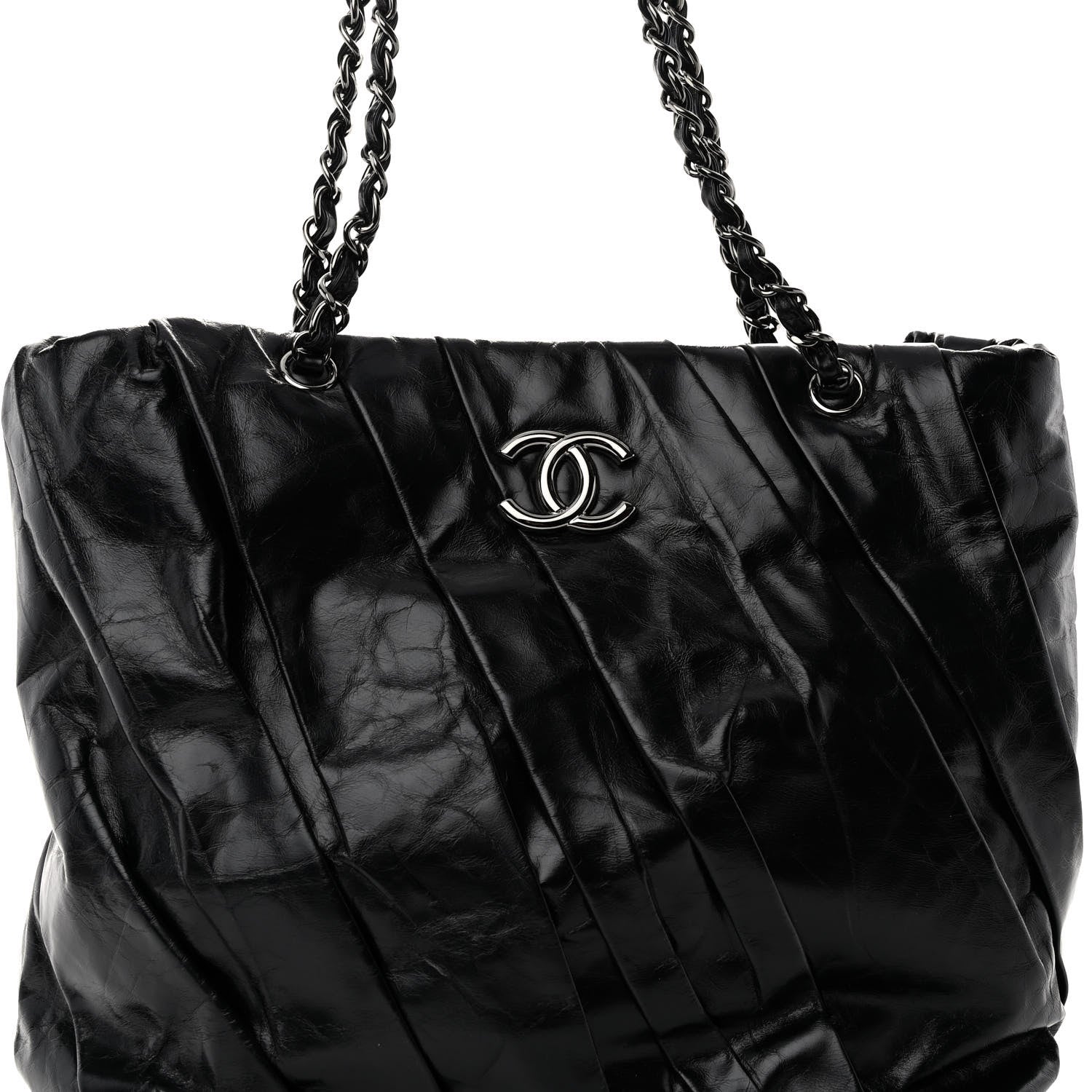 Chanel Glazed Calfskin Large Twisted Tote Black 8 of 10