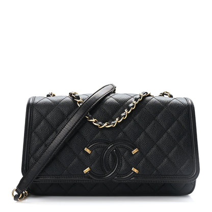 Chanel Caviar Quilted Medium CC Filigree Flap Black 1 of 10