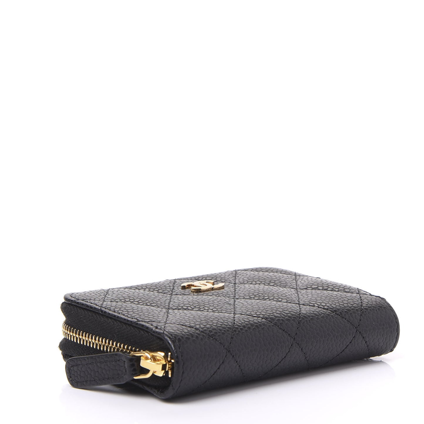 Caviar Quilted Zip Coin Purse Black