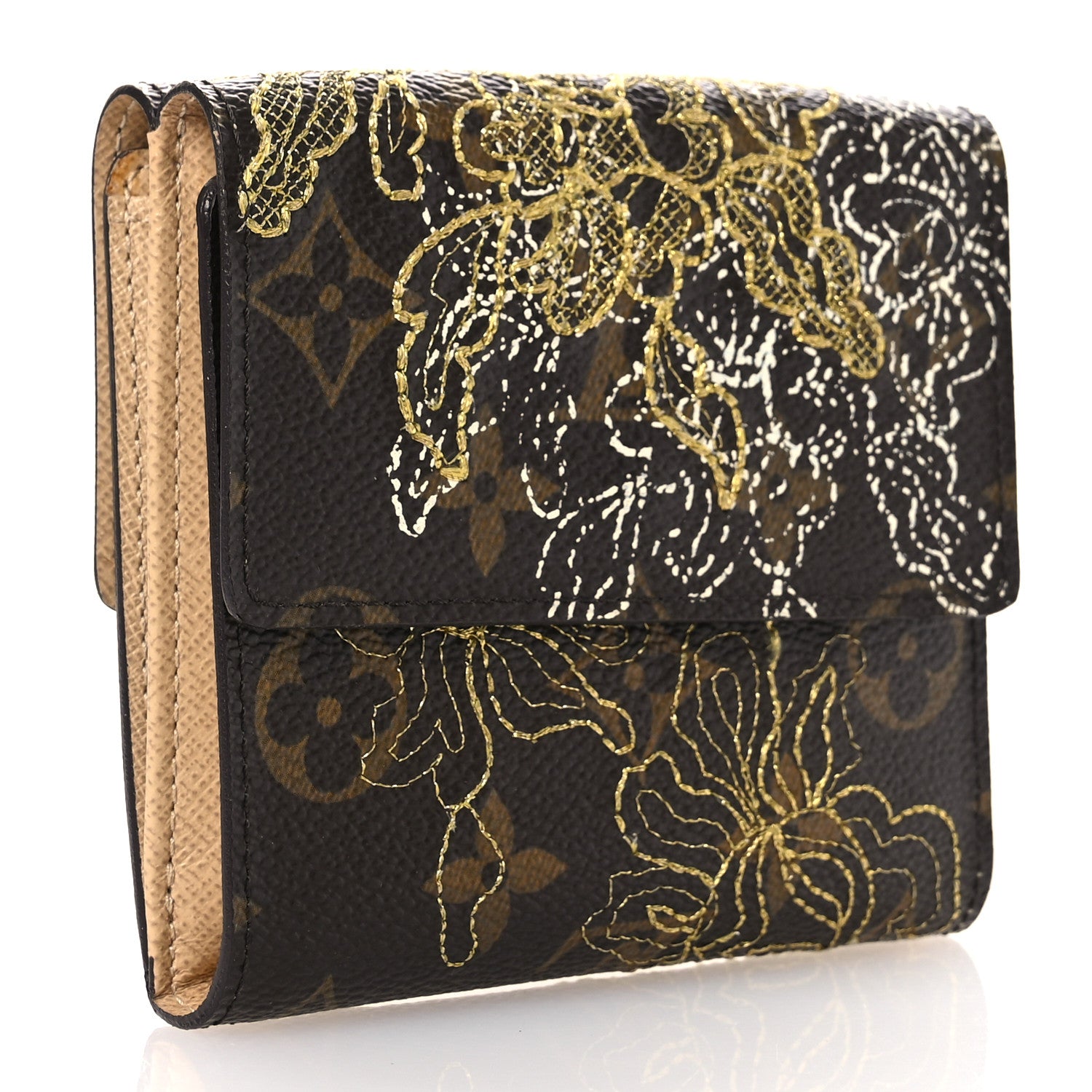Louis Vuitton Monogram Dentelle Elise Wallet Gold 3 of 11