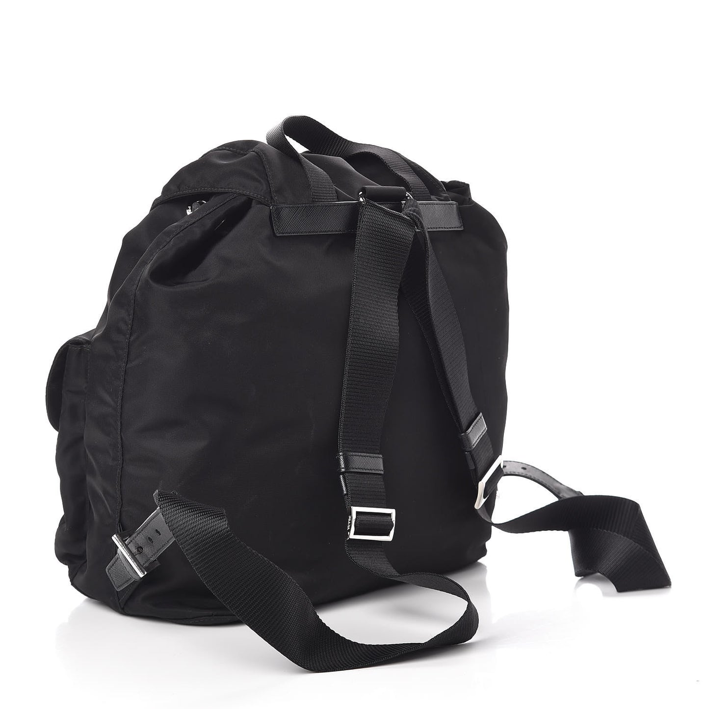 Tessuto Nylon Vela Saffiano Large Backpack Black