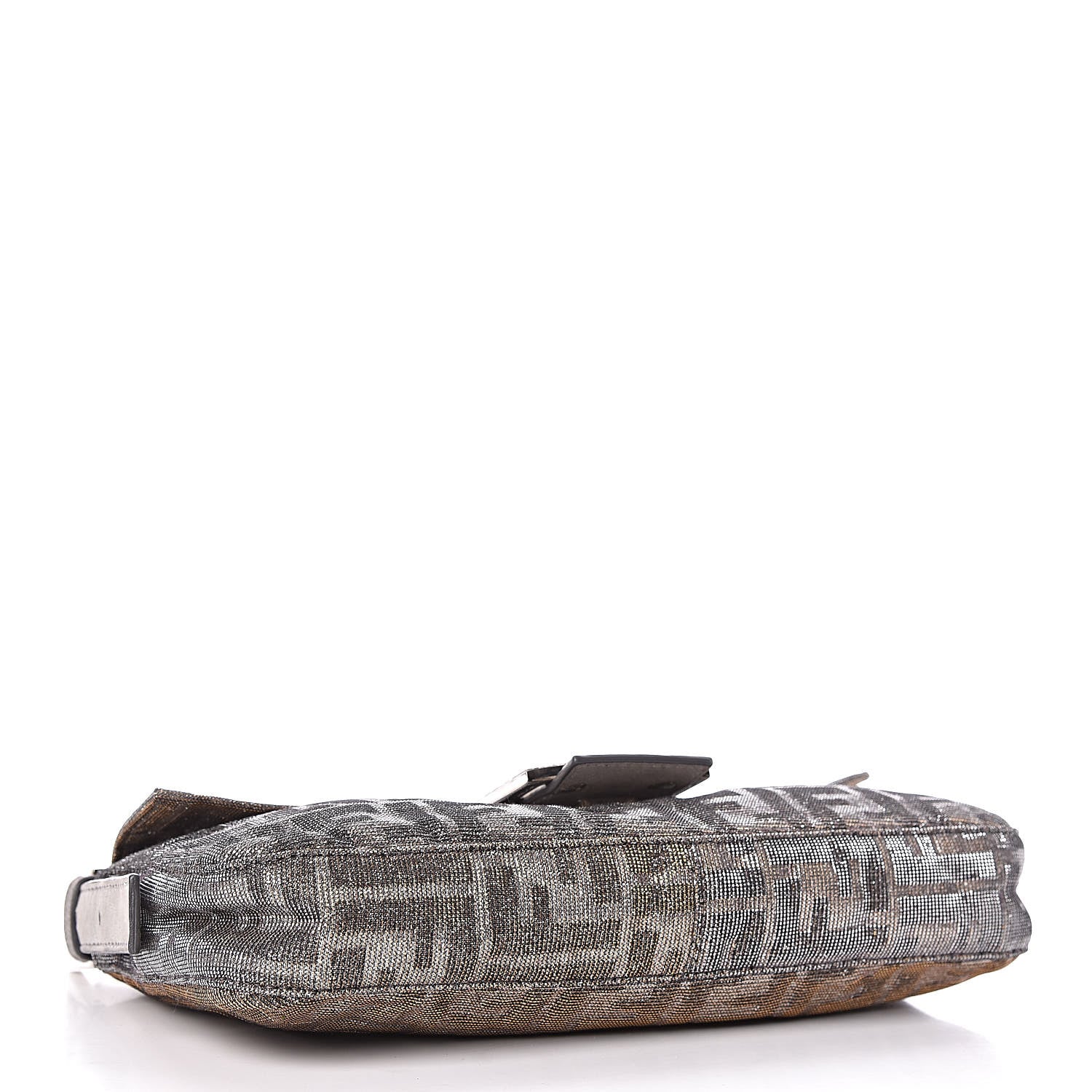 Fendi Metallic Lurex Zucca Vitello Baguette Oro Argento 4 of 10
