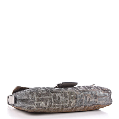 Fendi Metallic Lurex Zucca Vitello Baguette Oro Argento 4 of 10